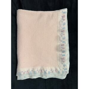 Curity Pink Waffle Vintage Baby Blanket 48x33